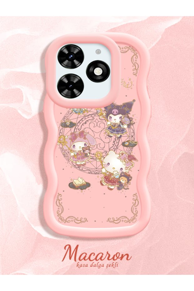 Simple Pink Silicone Phone Case Kitty Pattern Shockproof Compatible with Tecno Spark Go 2024