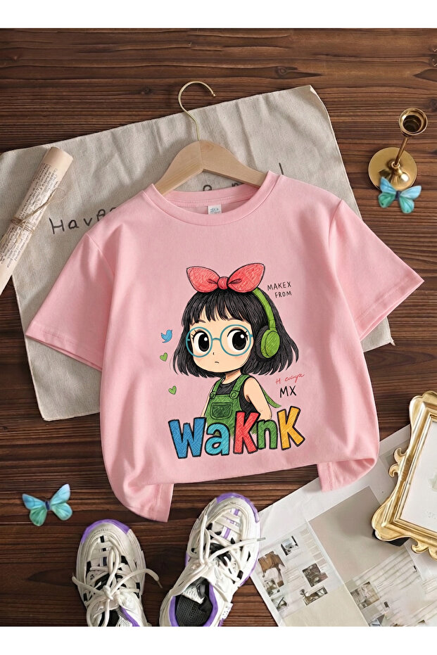 100% Cotton Crew Neck Premium Tshirt for Girls with Printed Design