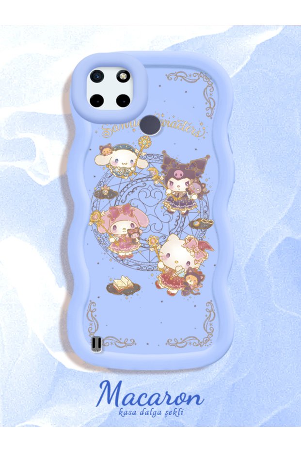 Simple Blue Silicone Phone Case Kitty Pattern Compatible with Realme C21Y Shockproof