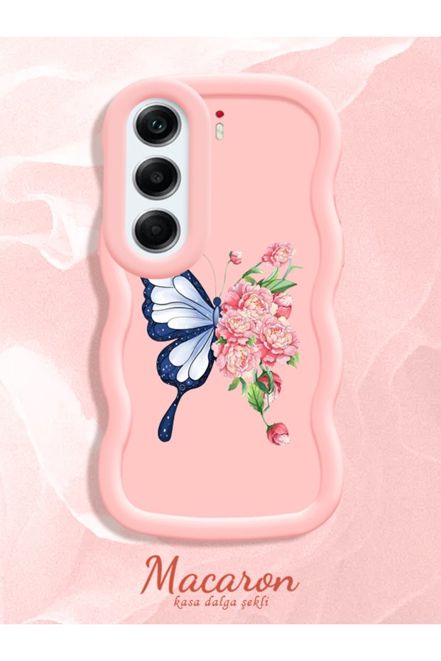 Simple Pink Silicone Phone Case Butterfly Pattern Shockproof Compatible with Tecno Camon 40 Pro 5g