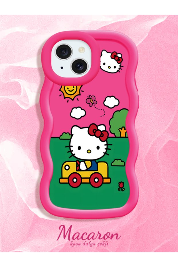 Simple Red Silicone Phone Case Compatible with iPhone 14 Plus Hello Kitty Pattern Shockproof