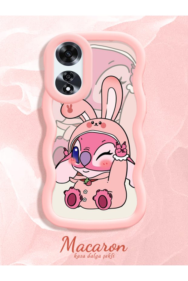 Simple Pink Silicone Phone Case Cute Pattern Compatible with Oppo A60 Shockproof
