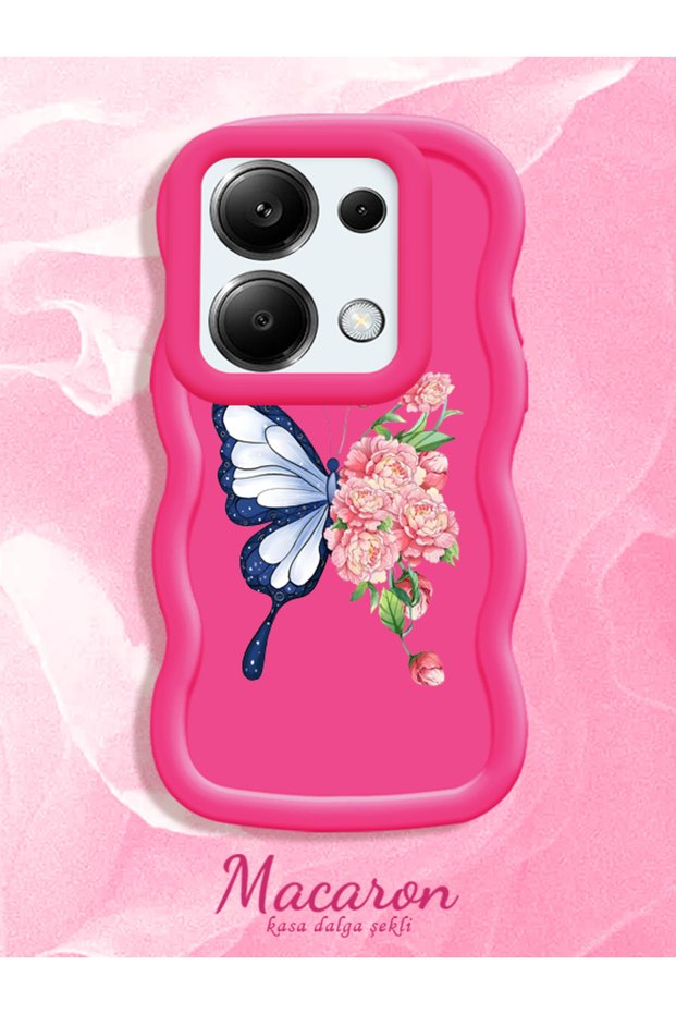 Simple Red Silicone Phone Case Butterfly Pattern Shockproof Compatible with Poco M6 Pro 4g