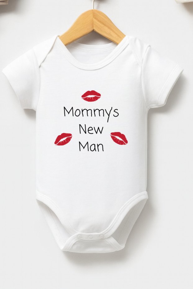 100% Cotton Baby Bodysuit - Mommy's New Man - Baby Bodysuit - Written Bodysuit