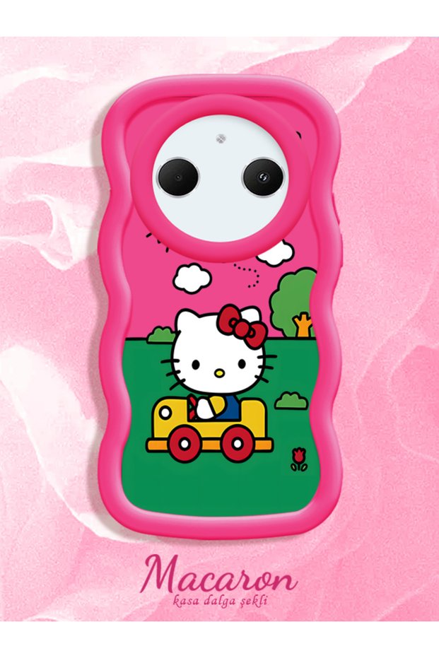 Simple Red Silicone Phone Case Hello Kitty Pattern Compatible with Redmi A3 Pro Shockproof