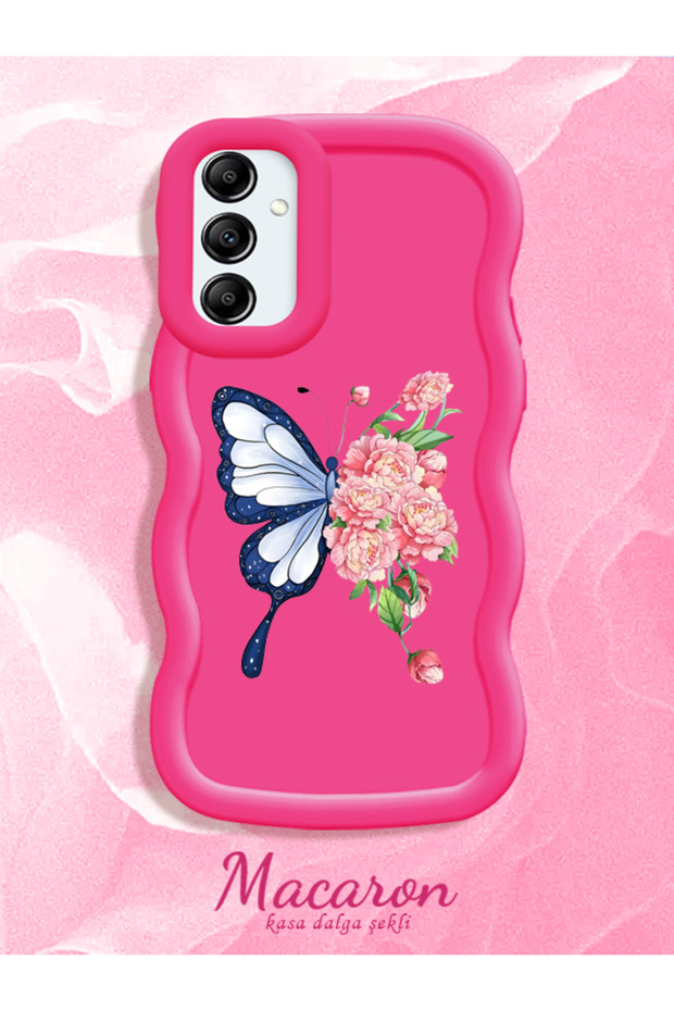 Simple Red Silicone Phone Case Butterfly Pattern Compatible with Samsung Galaxy A14 Shockproof