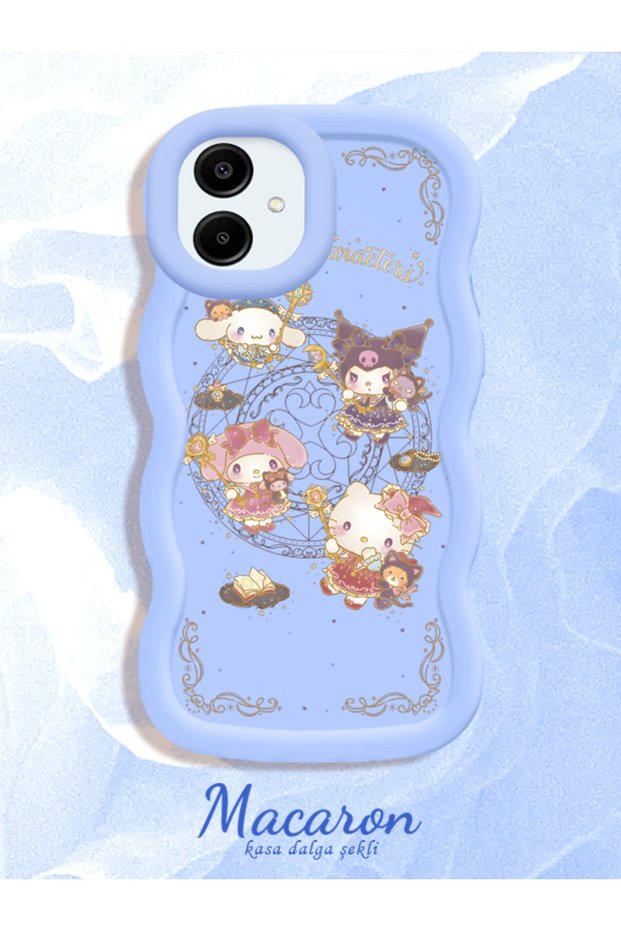 Simple Blue Silicone Phone Case Kitty Pattern Compatible with Samsung Galaxy A06 Shockproof
