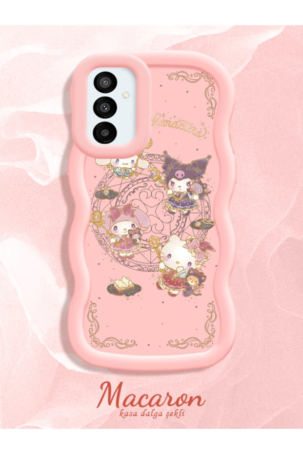 Simple Pink Silicone Phone Case Kitty Pattern Compatible with Samsung Galaxy M23 Shockproof