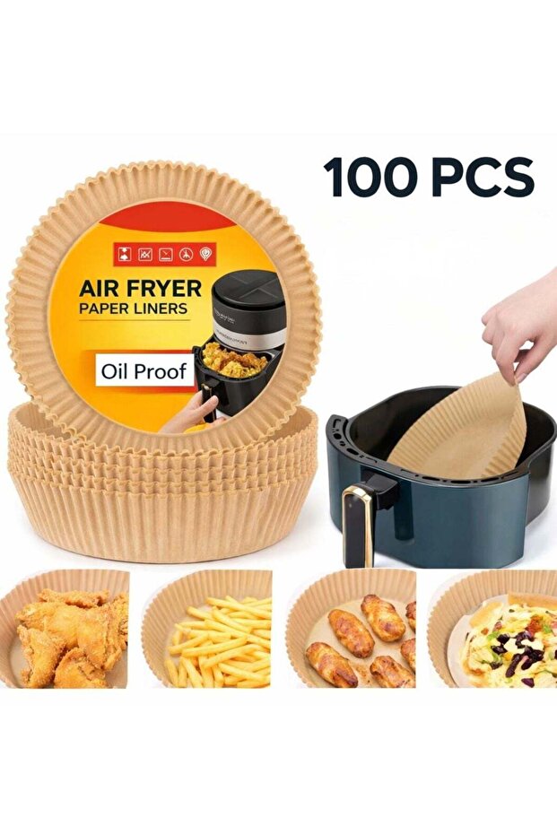CHEEMAISTIC 100 Pcs - Air Fryer Disposable Paper Liner