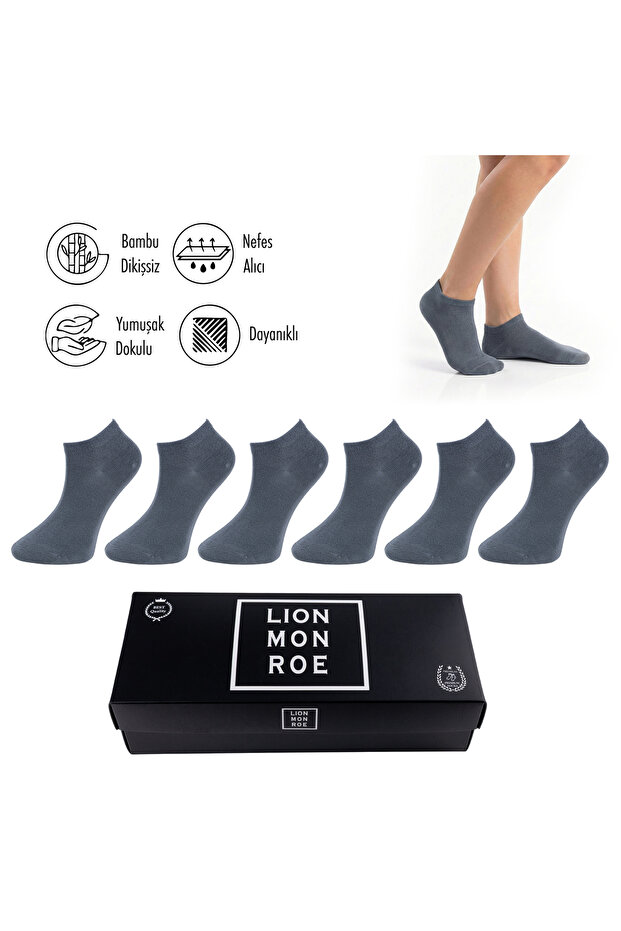 Pure Bamboo Men's Booties Flat Smoked Socks Seamless Premium Gift Boxed 6-Piece Prime Bamboo Series L5952Aznb