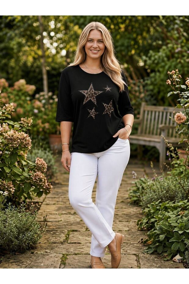 Star Patterned Stoned Blouse - 1