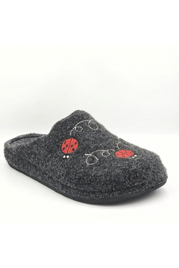 K-9521 Black Felt Anatomical Women's Winter Slippers