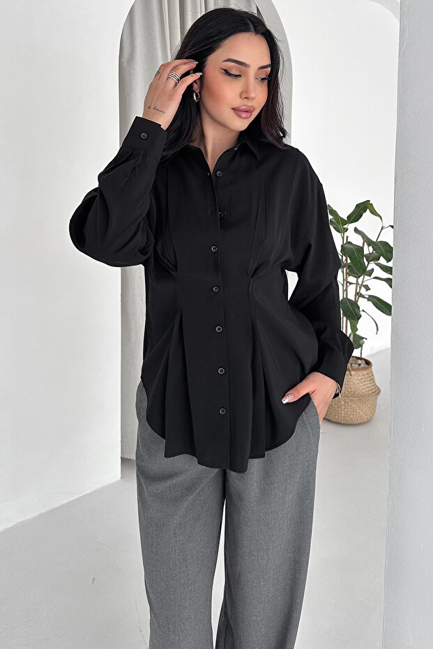 Women's Buttoned Shirt – Stylish Long Sleeve with Fitted Waist