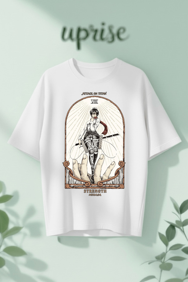 Mikasa Ackerman Attack on Titan Printed Cotton Oversize T-Shirt