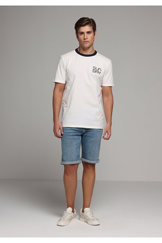 Straight Fit Low Waist Plain Men's Light Indigo Denim Jean Shorts