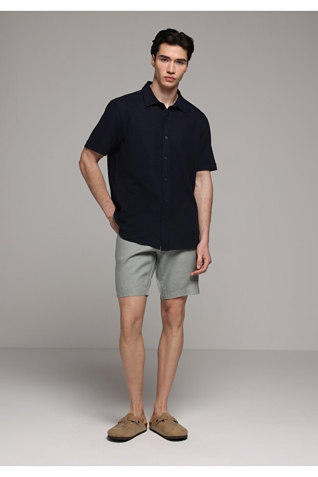 Regular Fit Mid Waist Straight Men's Green Shorts