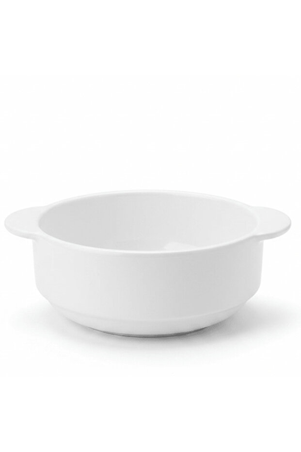 Premium White Elegant Melamine Soup Bowl with Handle 4.25 Inch Easy Grip Design