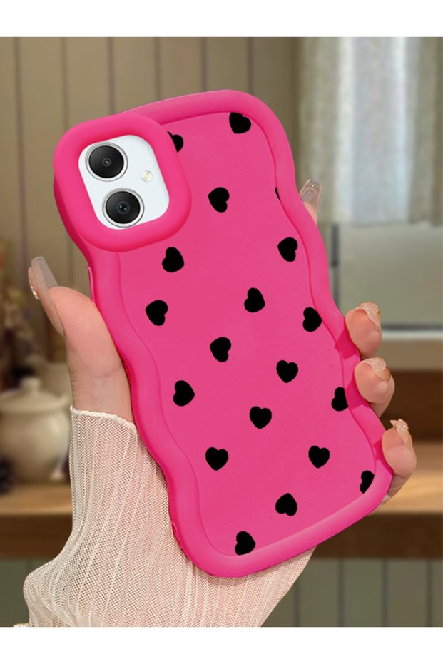 Samsung Galaxy A05 Compatible Shockproof Simple Red Silicone Phone Case Heart Pattern