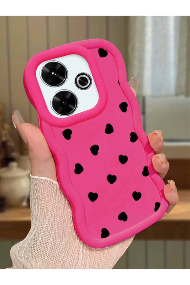 Redmi 13 Compatible Shockproof Simple Red Silicone Phone Case Heart Pattern