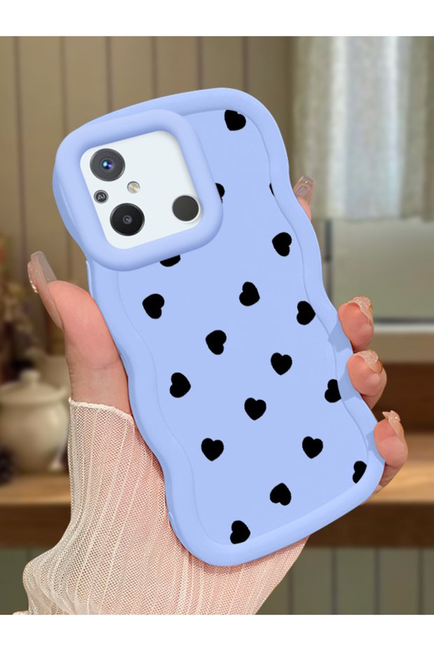 Redmi 11A Compatible Shockproof Simple Blue Silicone Phone Case Heart Pattern