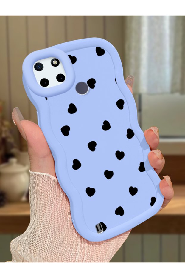 Realme C21Y Compatible Shockproof Simple Blue Silicone Phone Case Heart Pattern