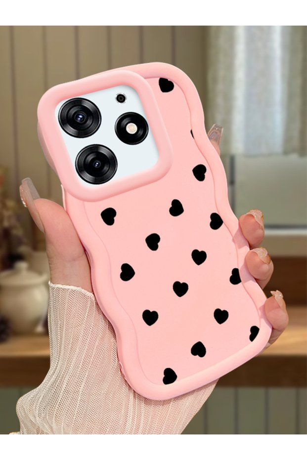 Tecno Spark 10 Pro Compatible Shockproof Simple Pink Silicone Phone Case Heart Pattern