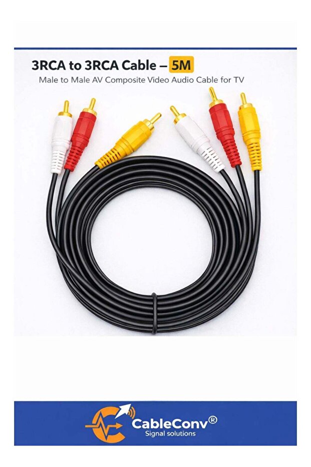 كابل AV مركب 3RCA إلى 3RCA ذكر - 5 متر