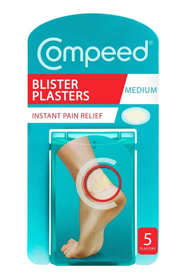 Medium Blister Plasters (5-Pc Pack) - Instant Pain Relief & Hydrocolloid Healing - 1