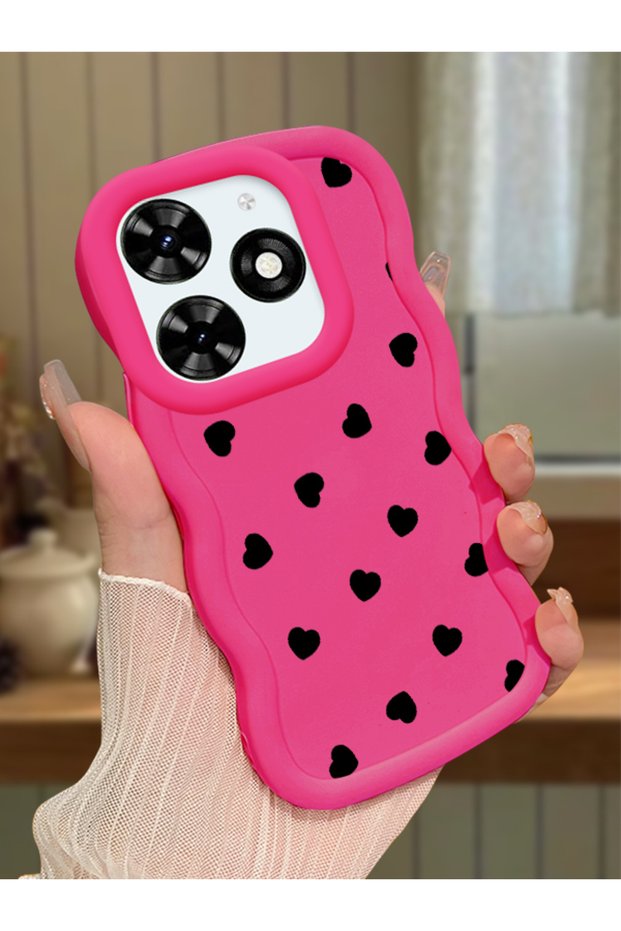 Tecno Spark 20 Compatible Shockproof Simple Red Silicone Phone Case Heart Pattern