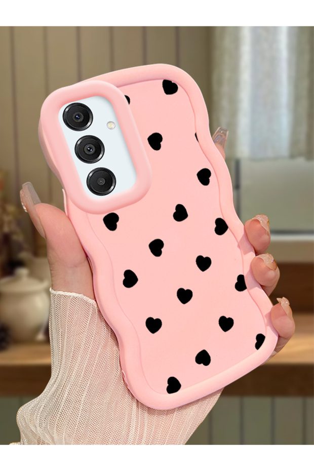 Samsung Galaxy A16 Compatible Shockproof Simple Pink Silicone Phone Case Heart Pattern