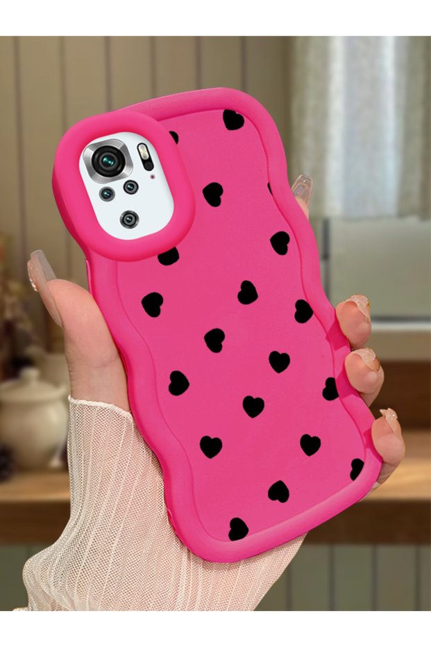 Redmi Note 10 4g Compatible Anti-Knock Simple Red Silicone Phone Case Heart Pattern