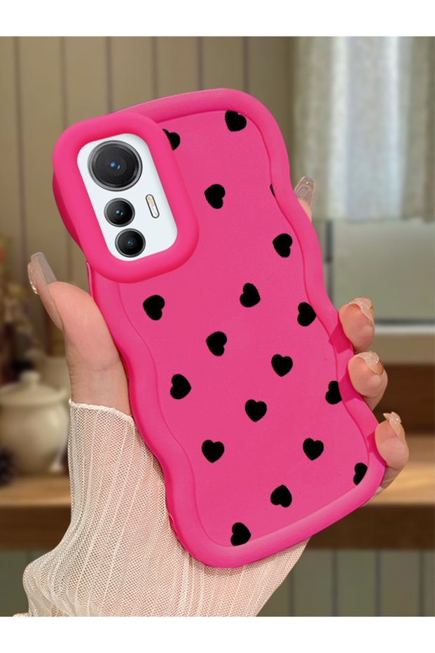 Mi 12 Lite Compatible Shockproof Simple Red Silicone Phone Case Heart Pattern