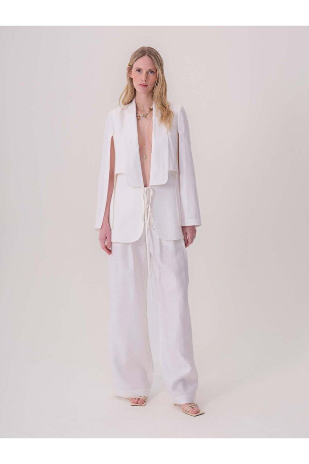 Linen Jacket with Back Slit Detail