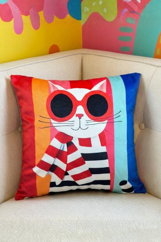 Colorful Double-Sided Modern Digital Print Throw Pillow Cover Living Room Decor (45X45 cm)