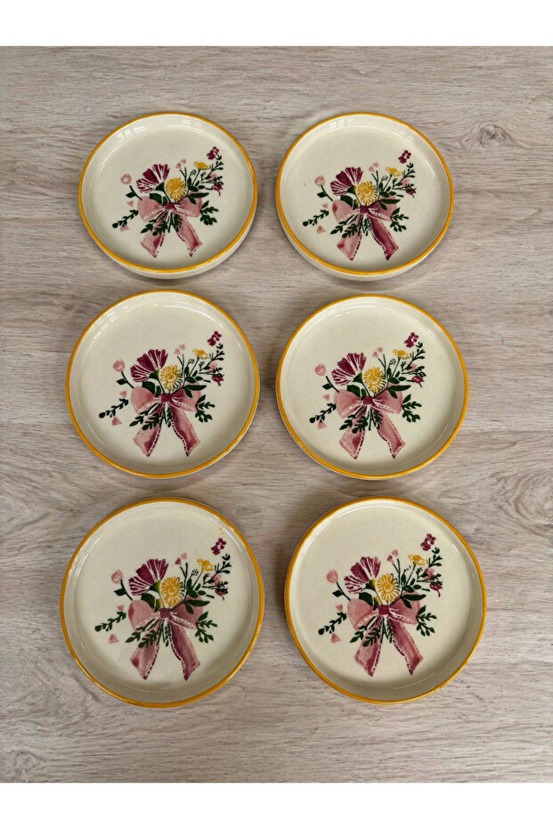 6’lı çiçekli desen tatlı tabağı