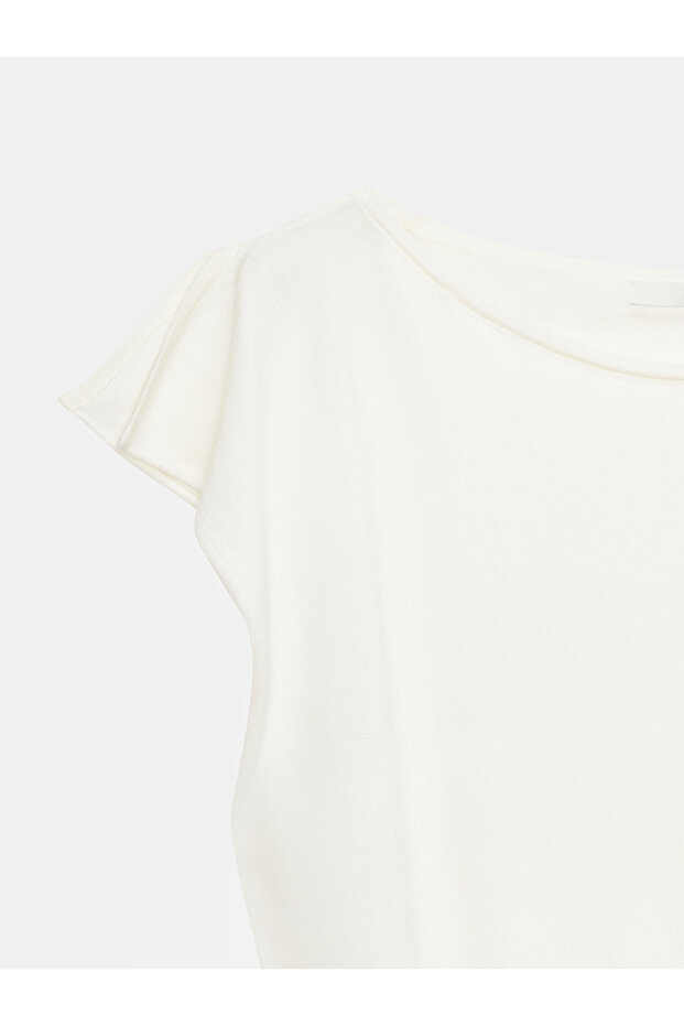 10870 Lyocell-Mischgewebe Drapierte Bluse-Ecru - 7