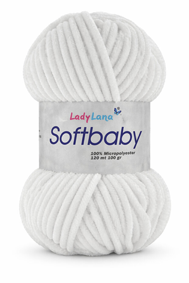 Softbaby (Velvet-Chenille) Hand Knitting Yarn 501 White