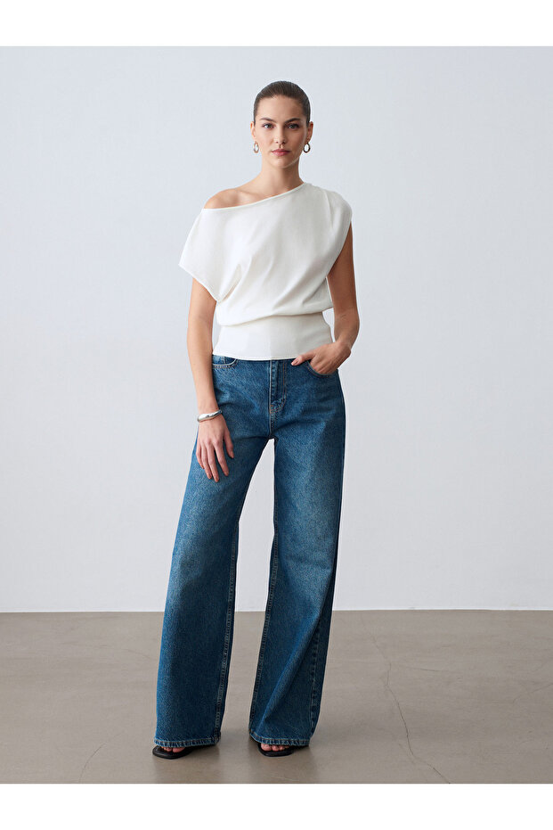 10870 Lyocell-Mischgewebe Drapierte Bluse-Ecru - 4