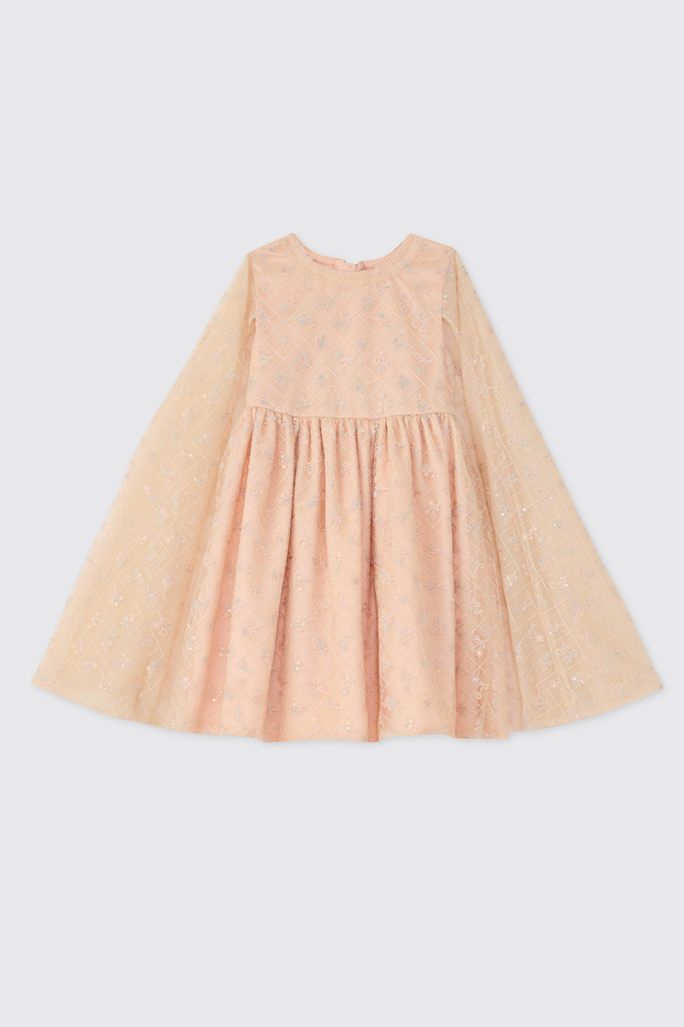 Girl's Salmon Party Dress with Cape