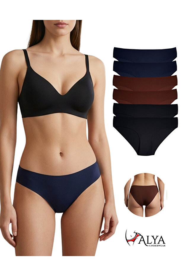 Basic Laser Cut Women's Bikini Panties Seamless Women's Slip - Ultra Stretchy and Comfortable 6-Pack # Izbırakmaz