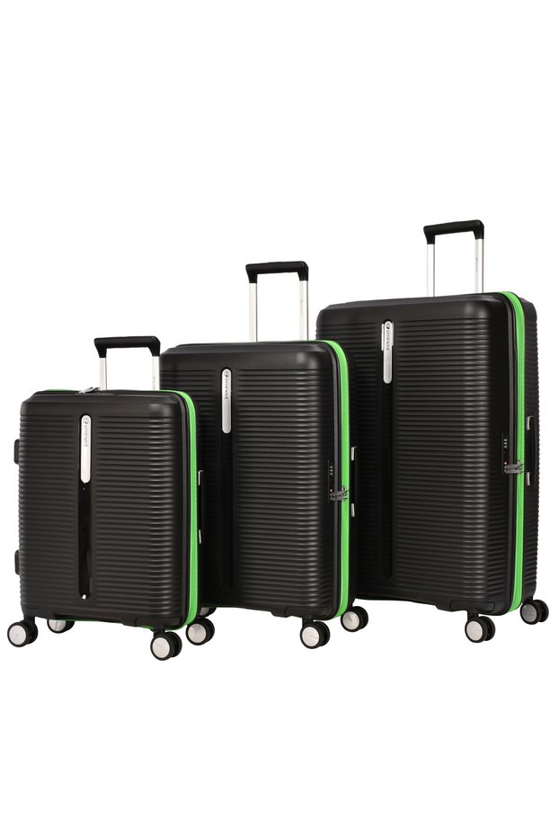 Hardcase 3-Pieces Set Travel Bags Unisex PP Luggage Trolley Lightweight Expandable 4 Double Spinner Wheel Travel Suitcases with TSA Lock and Safe Zippers, B0013