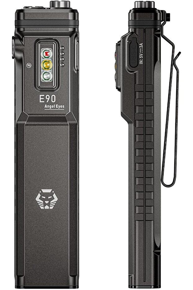 مصباح يدوي E90 قابل لإعادة الشحن عبر USB من نوع C
