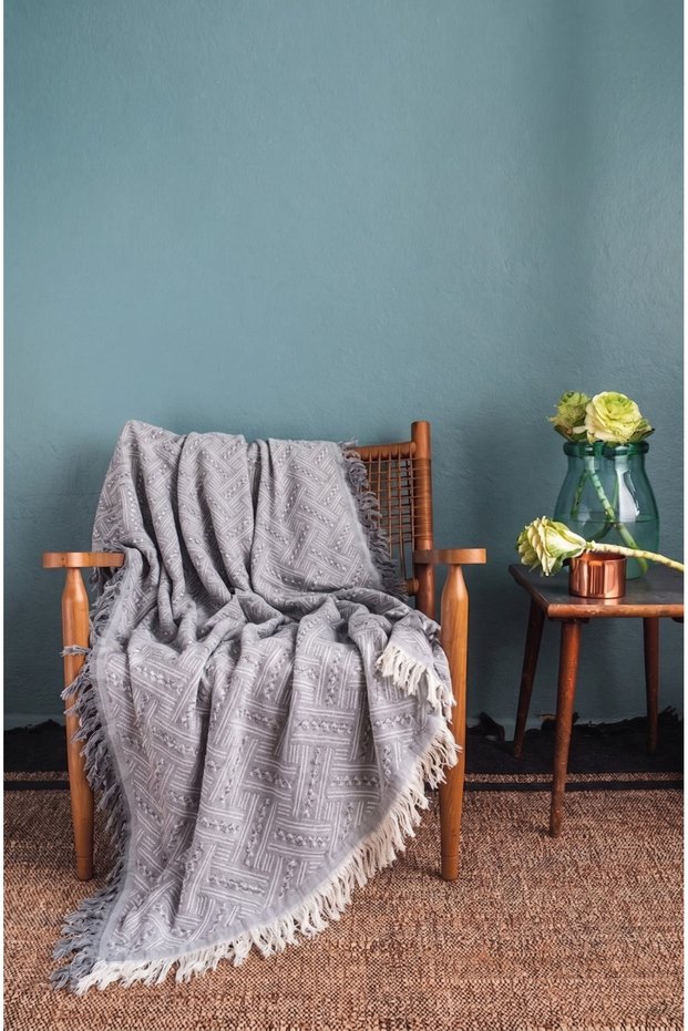 Berjer Cover | Cotton Sofa Cover with Fringes | Multi-Purpose Cover | Sofa Shawl | Tv Cover | 150X170