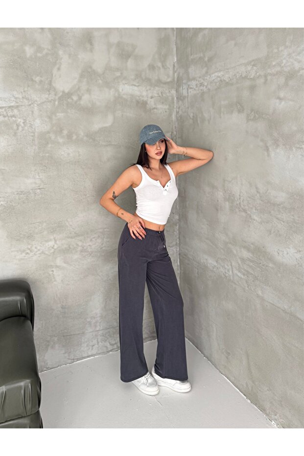 Women's Modal Woven Lace-Up Wide-Leg Pants