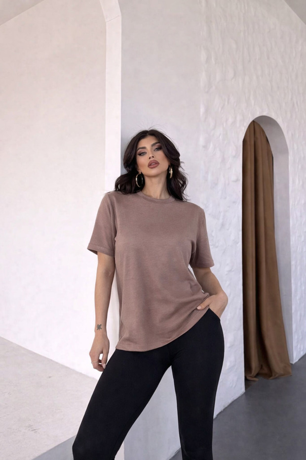Women's Crew Neck Basic Short Sleeve Regular Relaxed Fit T-Shirt 6644