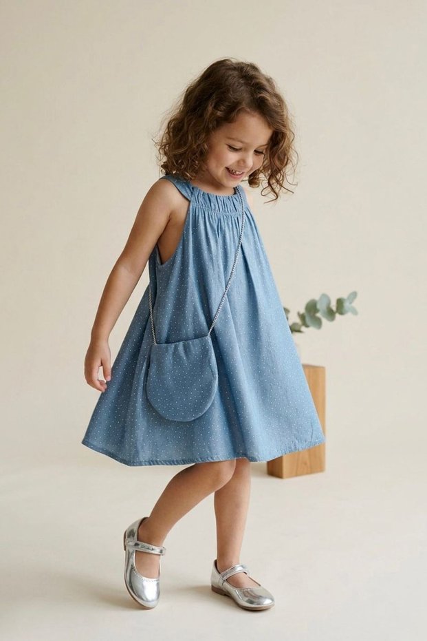 My Little One's Stoned Girls' Bag Dress - Light Blue