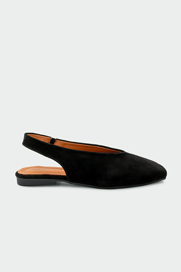 Lupita Asymmetrical Cut Genuine Leather Women's Black Flat Ballerinas