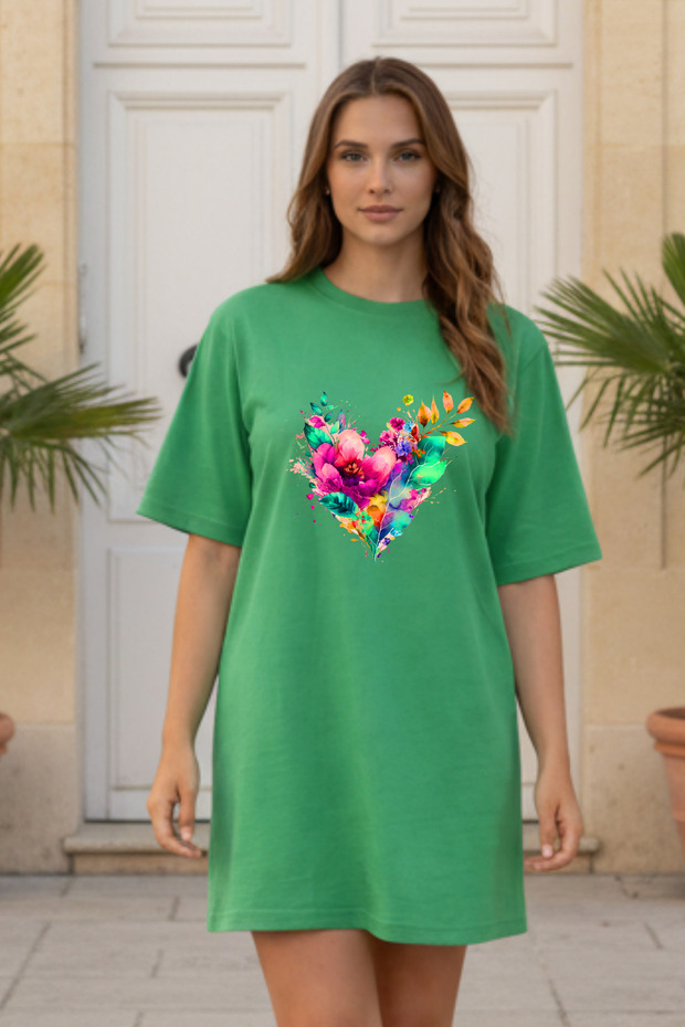 Plus Size Women Short Sleeve Crew Neck T-Shirt Dress Nightgown Comfy Cotton