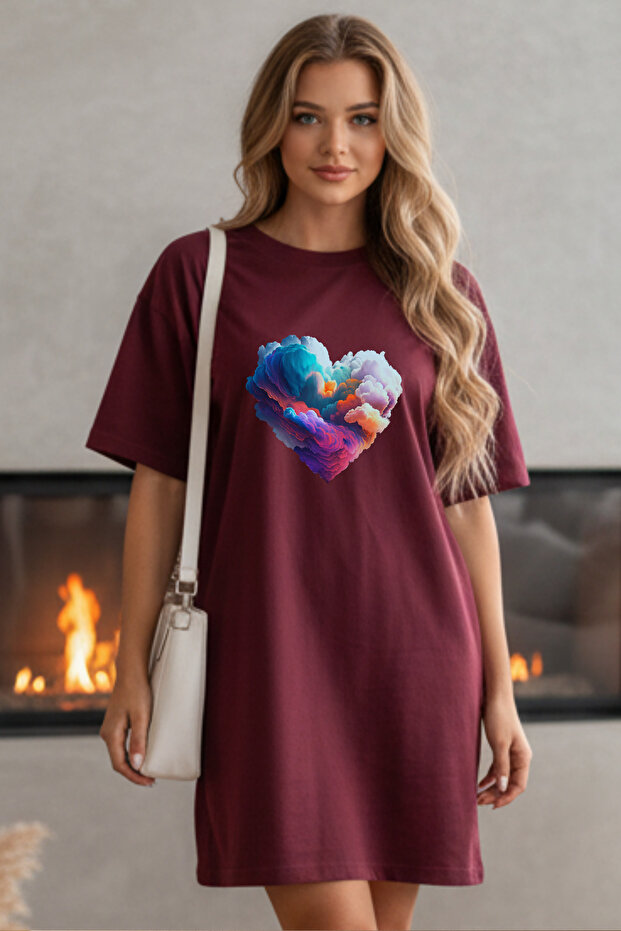 Plus Size Women Short Sleeve Crew Neck T-Shirt Dress Nightgown Comfy Cotton