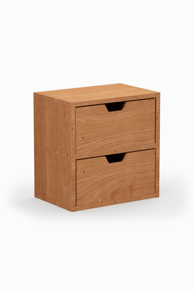 Desna Two-Tier Two-Drawer Mini Cabinet - Cherry | 18 cm X 12.1 cm X 18.4 cm |